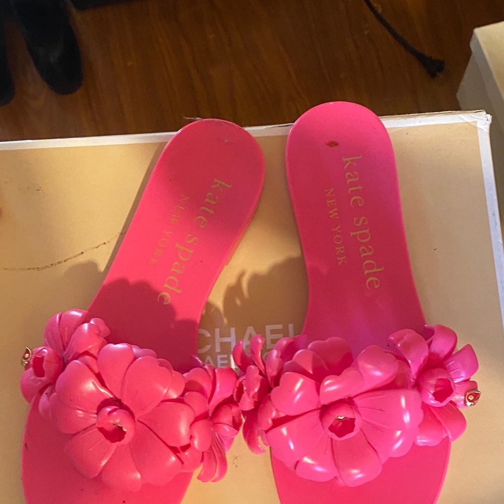 Kate Spade Bright Pink Floral Slides